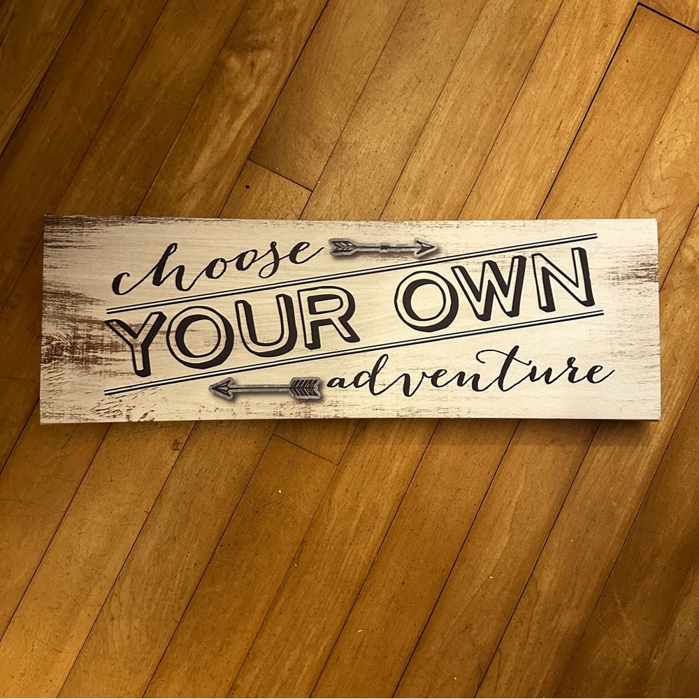 “Choose Your Own Adventures” wooden wall art by ARTISSIMO DESIGNS RARE